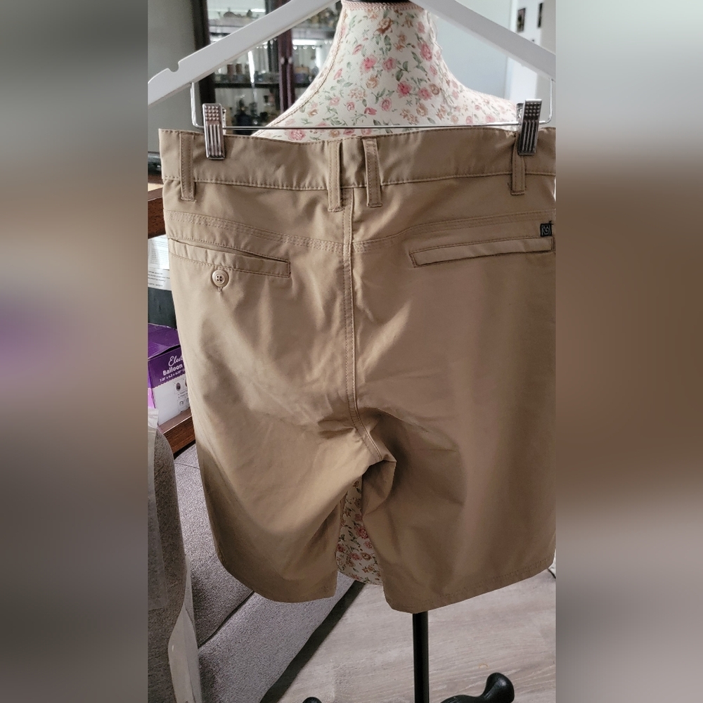 Burnside Men's Classic Tan Flat Front Shorts - Picture 5 of 5
